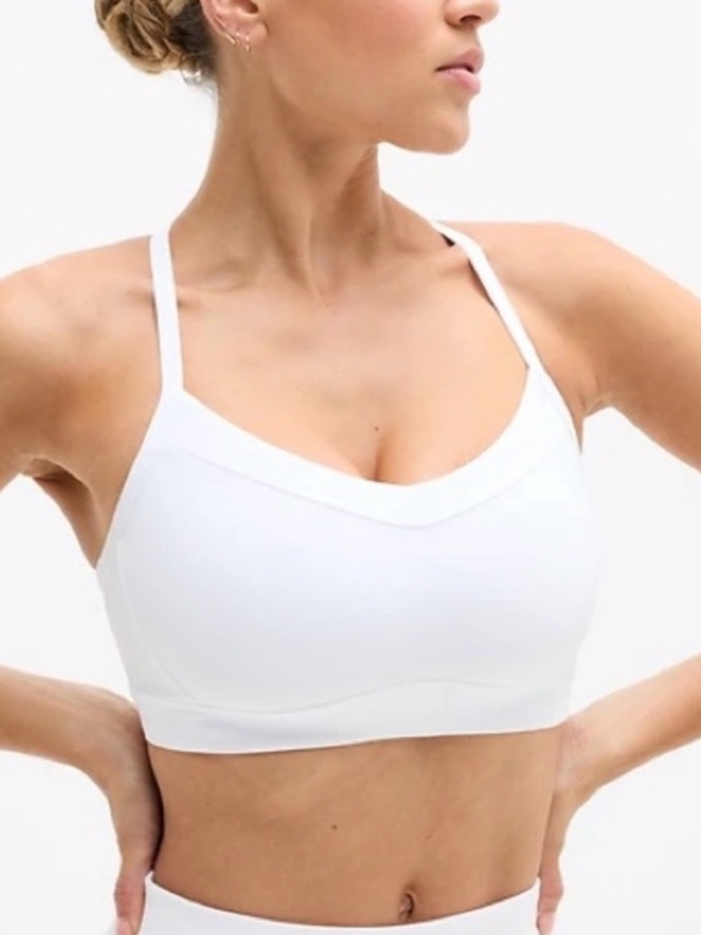 ✨Athleta Vital Sports Bra White Padded Strappy Back L